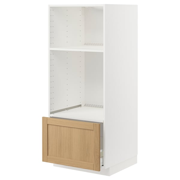METOD / MAXIMERA Élément haut pr appareils encastrés, blanc/Forsbacka chêne, 60x60x140 cm