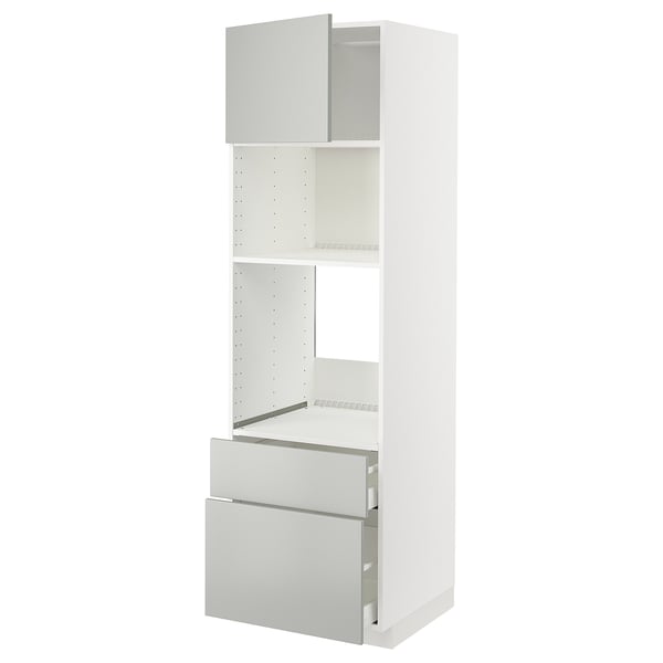 METOD / MAXIMERA Élément haut pr appareils encastrés, blanc/Havstorp gris clair, 60x60x200 cm