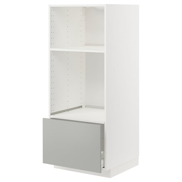 METOD / MAXIMERA Élément haut pr appareils encastrés, blanc/Havstorp gris clair, 60x60x140 cm