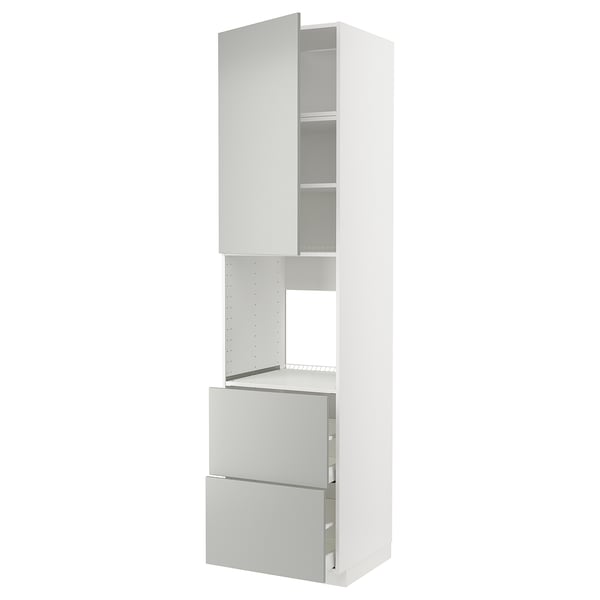 METOD / MAXIMERA Élément haut pr appareils encastrés, blanc/Havstorp gris clair, 60x60x240 cm