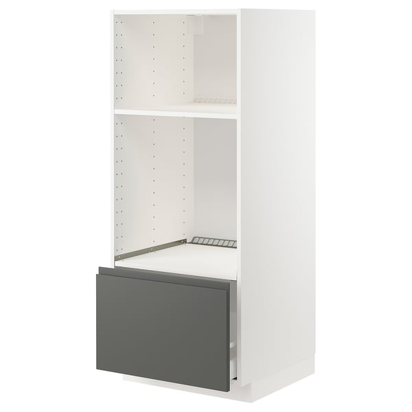 METOD / MAXIMERA Élément haut pr appareils encastrés, blanc/Voxtorp gris foncé, 60x60x140 cm