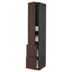 METOD / MAXIMERA Élément haut+tablettes/4tir/pte/2fc, noir/Sinarp brun, 40x60x220 cm