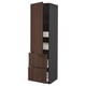 METOD / MAXIMERA Élément haut+tablettes/4tir/pte/2fc, noir/Sinarp brun, 60x60x220 cm