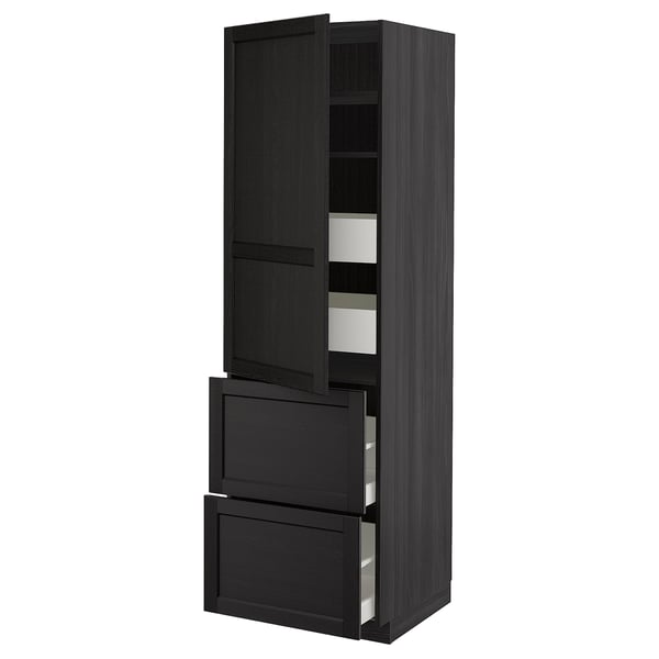 METOD / MAXIMERA Élément haut+tablettes/4tir/pte/2fc