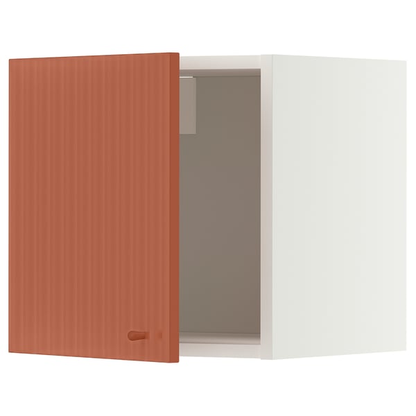 METOD Rangement mural, blanc/Terrsjö motif ondulé rouge-brun, 40x40 cm
