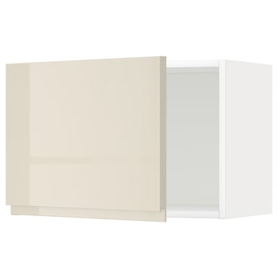 METOD Rangement mural, blanc/Voxtorp beige clair brillant, 60x40 cm