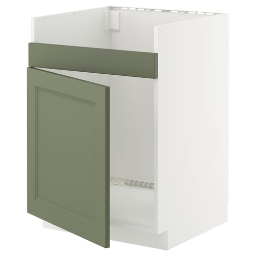 METOD Rangemt bas pour évier 1 bac HAVSEN, blanc/Axstad gris vert, 60x60 cm