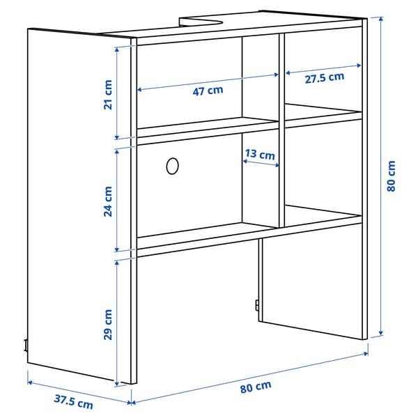 METOD Struct élément mural pr hotte intég, blanc, 80x37x80 cm