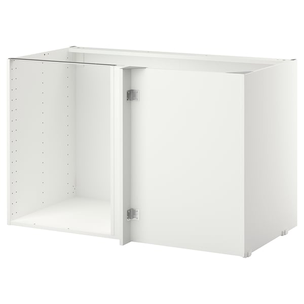 METOD Structure élément bas d'angle, blanc, 128x68x80 cm