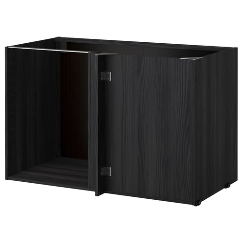 METOD Structure élément bas d'angle, effet bois noir, 128x68x80 cm