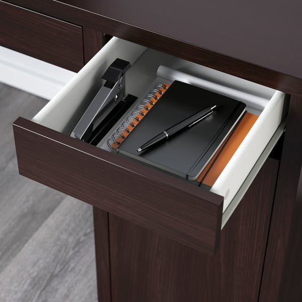 MICKE Bureau, brun noir, 105x50 cm