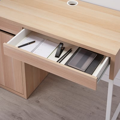 MICKE Bureau, effet chêne blanchi, 105x50 cm