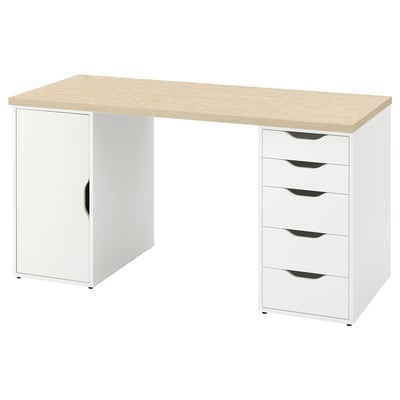MITTCIRKEL / ALEX Bureau, effet pin/blanc, 140x60 cm