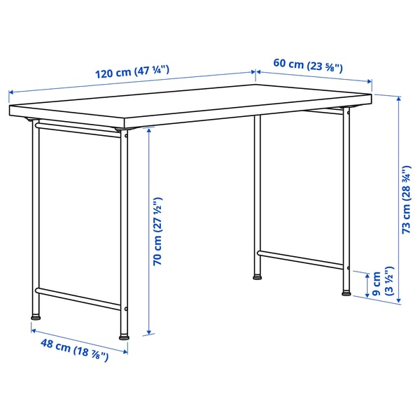 MITTCIRKEL / SPÄND Bureau, effet pin/blanc, 120x60 cm