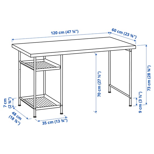 MITTCIRKEL / SPÄND Bureau, effet pin/noir, 120x60 cm