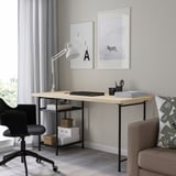 MITTCIRKEL / SPÄND Bureau, effet pin/noir, 140x60 cm