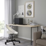 MITTCIRKEL / SPÄND Bureau, effet pin/noir, 140x60 cm