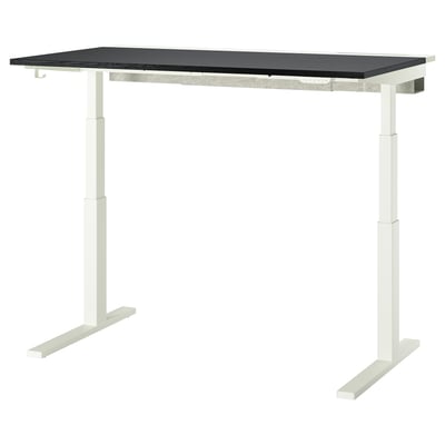 MITTZON Bureau assis/debout, électrique plaqué frêne teinté noir/blanc, 140x80 cm