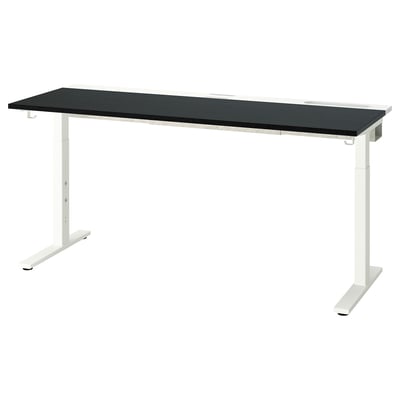 MITTZON Bureau, plaqué frêne teinté noir/blanc, 160x60 cm