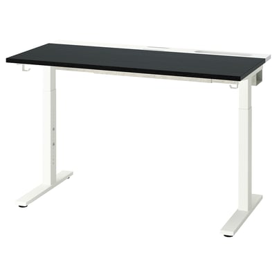 MITTZON Bureau, teinté noir plaqué frêne/blanc, 120x60 cm