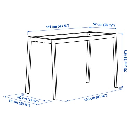 MITTZON Piètement pour table de conférence, noir, 120x68x73 cm