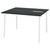 MITTZON Table conférence, plaqué frêne teinté noir/noir blanc, 120x108x75 cm
