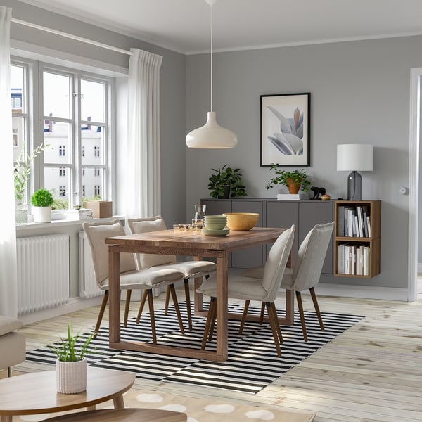 MÖRBYLÅNGA / KLINTEN Table et 4 chaises, plaqué chêne teinté brun/Kilanda beige clair, 140x85 cm
