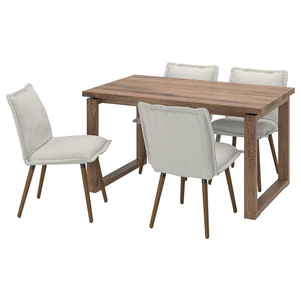 MÖRBYLÅNGA / KLINTEN Table et 4 chaises, plaqué chêne teinté brun/Kilanda beige clair, 140x85 cm