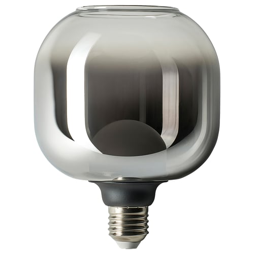 MOLNART Ampoule LED E27 150 lumen, tube haut ouvert/verre gris transparent, 120 mm
