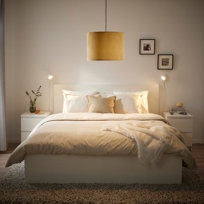 MOLNSKIKT Abat-jour, jaune foncé velours, 42 cm