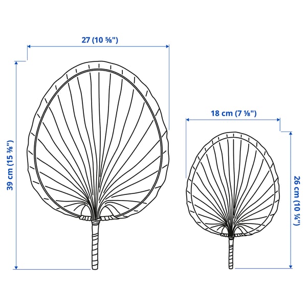MOLNSKOG Décoration murale, lot de 2, feuille de palmier fait main