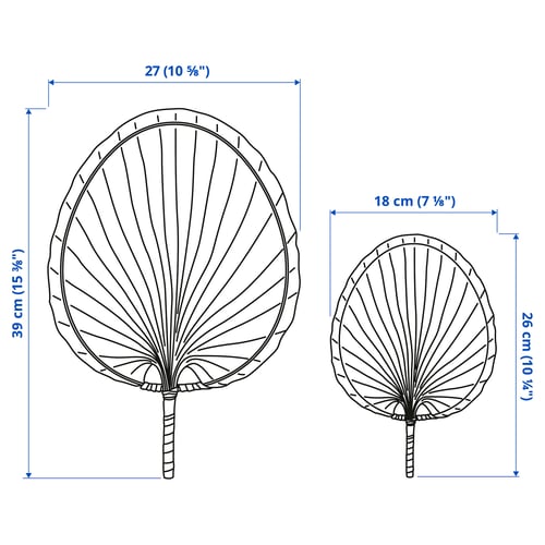 MOLNSKOG Décoration murale, lot de 2, feuille de palmier fait main
