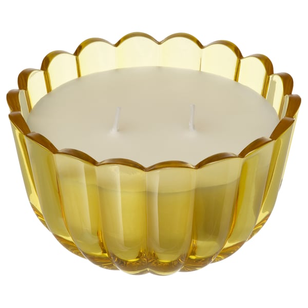 MORKULLA Bougie parf 2 mèches ds verre, fleur de citronnier vert jaune vif, 22 hr