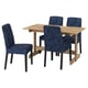 NACKANÄS / BERGMUND Table et 4 chaises, acacia/Kvillsfors bleu foncé/bleu noir, 140 cm