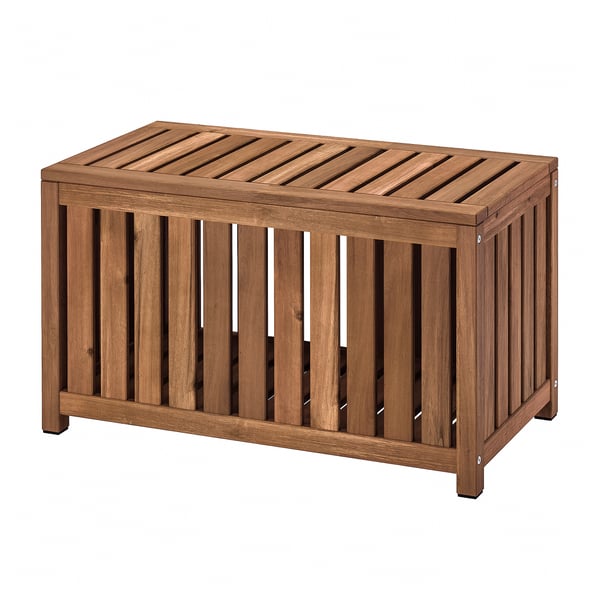 NÄMMARÖ Coffre de rangement, teinté brun clair intérieur/extérieur, 80x40x45 cm