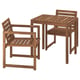 Option : NÄMMARÖ Table + 2 chaises accoudoir, ext, teinté brun clair, 75 cm