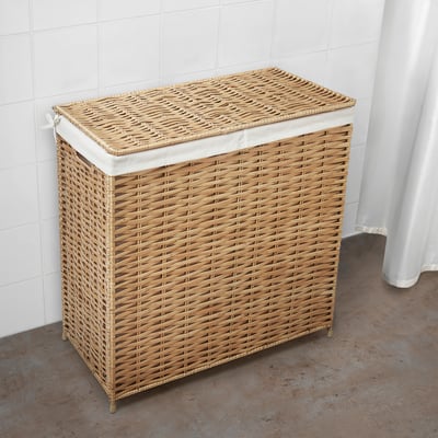 Panier à linge Beige avec Couvercle 22L - Déco Maison Maroc