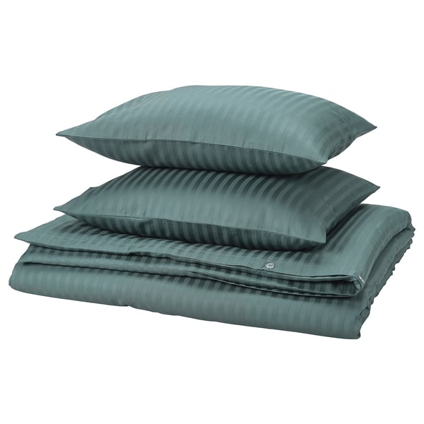 NATTJASMIN Housse de couette et 2 taies, bleu vert, 240x220/50x60 cm