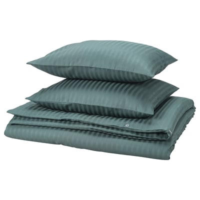 NATTJASMIN Housse de couette et 2 taies, bleu vert, 240x220/50x60 cm