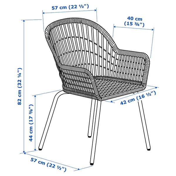 NILSOVE Chaise à accoudoirs, rotin/blanc
