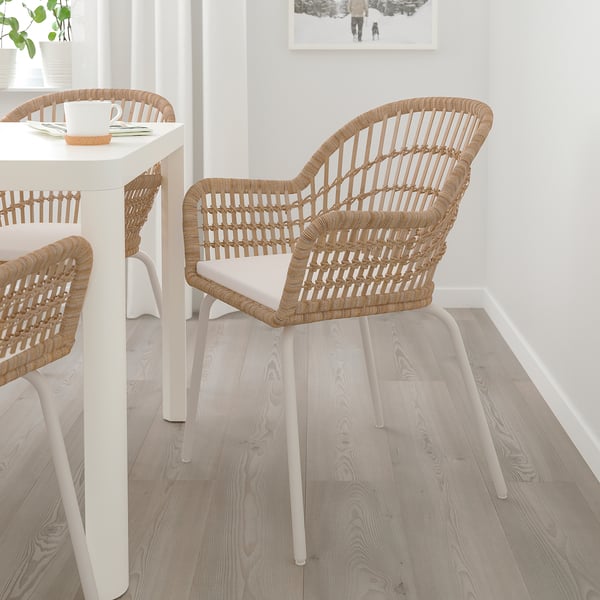NILSOVE / NORNA Chaise+coussin, rotin blanc/Laila naturel