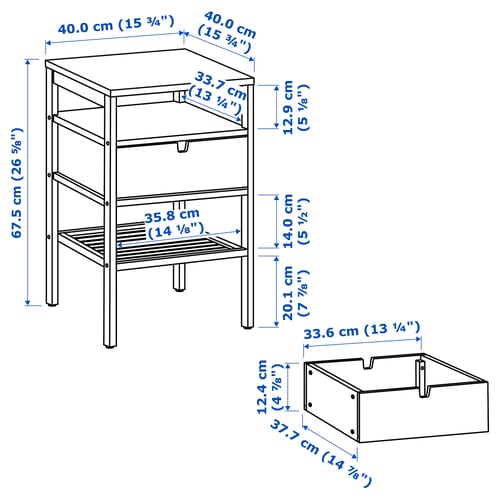 NORDKISA Table de chevet, bambou, 40x40 cm