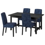 NORDVIKEN / BERGMUND Table et 4 chaises, noir/Kvillsfors bleu foncé/bleu noir, 152/223 cm