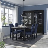 NORDVIKEN / BERGMUND Table et 4 chaises, noir/Kvillsfors bleu foncé/bleu noir, 152/223 cm