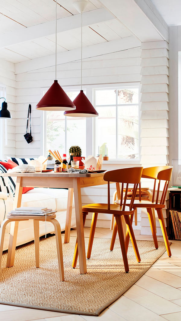 NORRÅKER Table, bouleau, 125x74 cm