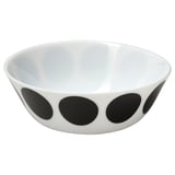 OFTAST Bol, blanc noir/motif à pois, 15 cm