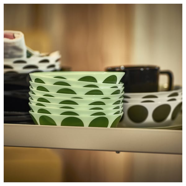 OFTAST Bol, vert clair vert/motif à pois, 15 cm