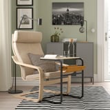 OLSERÖD Table d'appoint, anthracite/motif bouleau jaune foncé, 53x50 cm