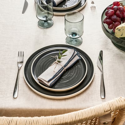OMBONAD Nappe, écru/beige, 150x250 cm
