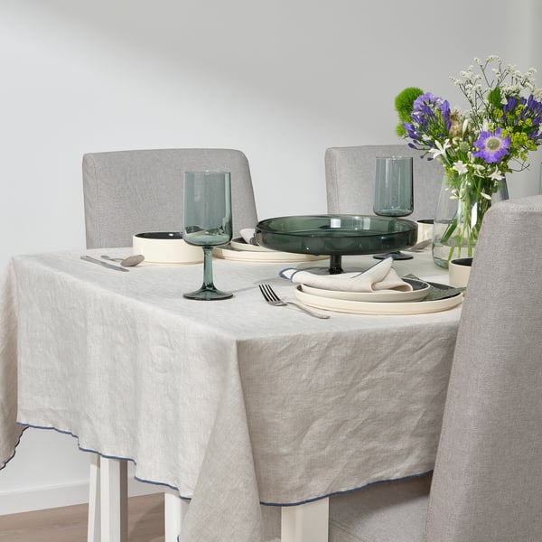 OMBONAD Nappe, écru/beige, 150x250 cm